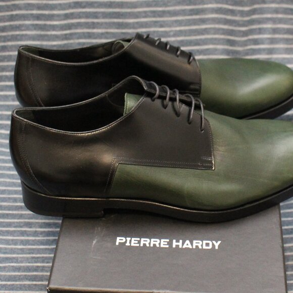 Pierre Hardy Black Calf and Olive Cordovan Leather Oxfords main image 14